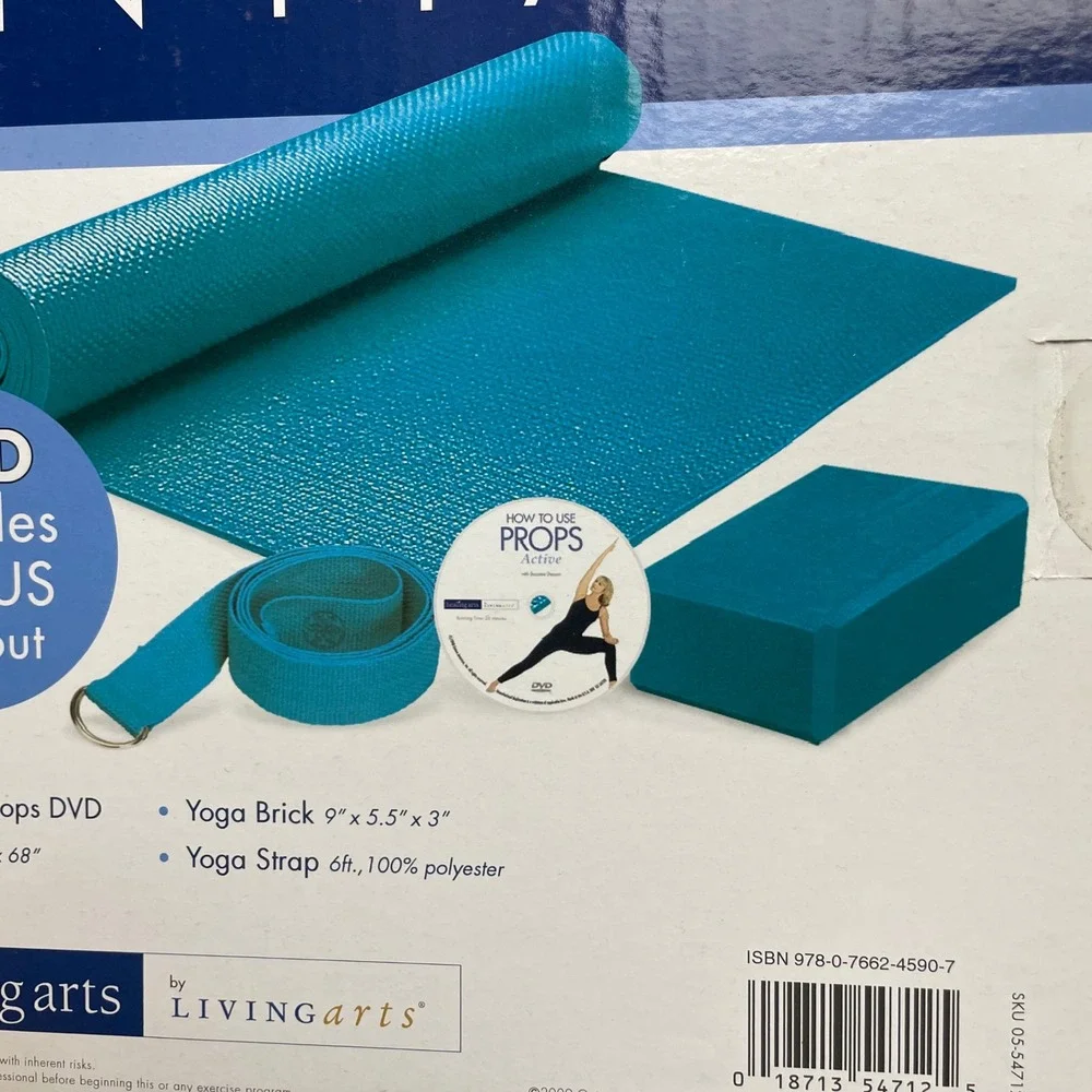 Healing Arts Living Arts Beginner Yoga Kit Mat Brick Strap DVD Mind Body Fitness